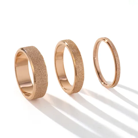 Frosted Stainless Steel Band Ring For Women Men Rose Gold Minimalist Fashion Pinky Finger Couple Jewelry Gift