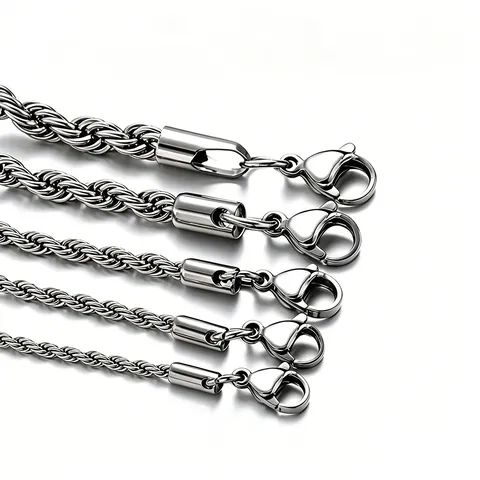 Collana a Catena in Acciaio Inossidabile Minimalista Per Uomo Donna Hip Hop Twist Gioielli Catena in Metallo Lucido Regalo