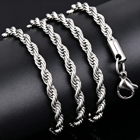 Collana a Catena in Acciaio Inossidabile Minimalista Per Uomo Donna Hip Hop Twist Gioielli Catena in Metallo Lucido Regalo