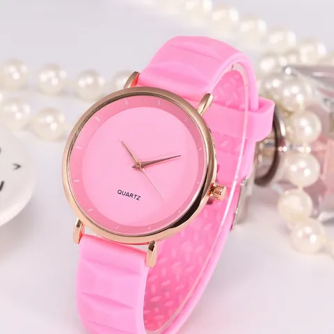 Mode Dames Minimalistisch Quartz Horloge Met Golftextuur Siliconen Band Roségouden Legering Kast Dagelijks Polshorloge Cadeau