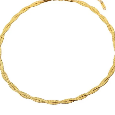 Collier Chaîne en Os de Serpent Tissée en Acier Inoxydable Plaqué Or 18K Minimaliste pour Femme Cadeau Bijoux