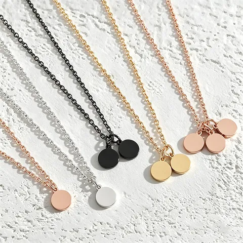 Minimalistische Roestvrijstalen Ronde Schijf Hanger Ketting Geometrische Blanco Cirkel Kruisketting Unisex Mode Sieraden Cadeau
