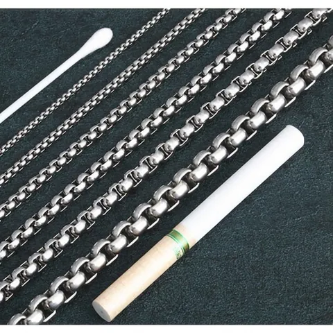 Collar de Cadena de Caja de Acero de Titanio Pulido Cadena de Eslabones Redondos Para Hombres Mujeres Joyería de Moda Industrial
