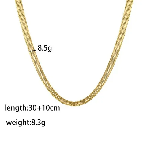 Donna Moda Acciaio al Titanio Non Sbiadisce Largo Intrecciato Braccialetto a Rete Oro Placcato Acciaio Inossidabile Collana a Rete Gioielli