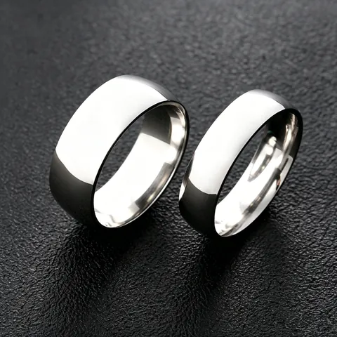 Minimalist Stainless Steel Dome Ring High Polished Silver Color Classic Band Ring For Men Women Couple Daily Jewelry