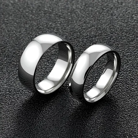 Minimalist Stainless Steel Dome Ring High Polished Silver Color Classic Band Ring For Men Women Couple Daily Jewelry