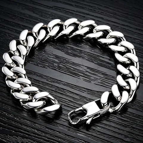 Fashion Stainless Steel Cuban Link Chain Bracelet Necklace For Men Women Hip Hop Minimalist Jewelry Silver Tone 8mm-14mm