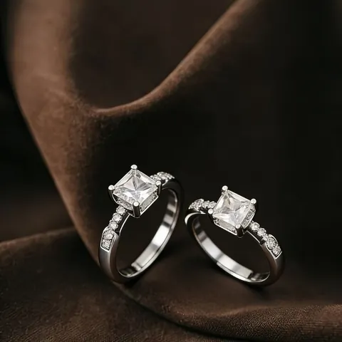 Copper Zirconia Open Adjustable Ring For Women Luxury Silver Color Halo Cut Geometric Finger Ring Fashion Jewelry Gift