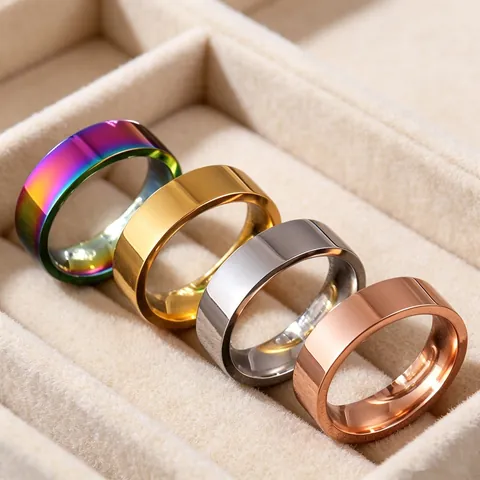 Minimalist Stainless Steel Plain Band Ring Mirror Polished Brushed Unisex Finger Jewelry For Daily Wear Office Gift