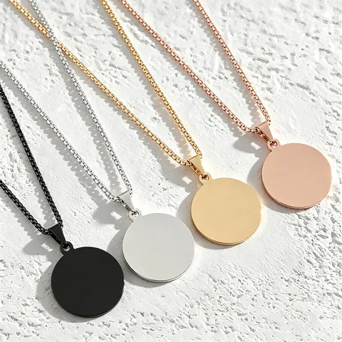 Collana con Pendente Rotondo Vuoto in Acciaio Inossidabile Minimalista per Donna Collana con Catena Veneziana Geometrica