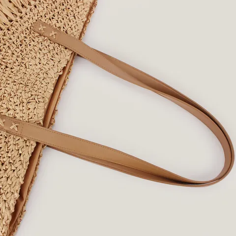 Woven Schultertasche Papier Stroh Strandtasche Mit Fransen Quasten Boho Sommer Urlaub Große Handtasche Muschelform Damen