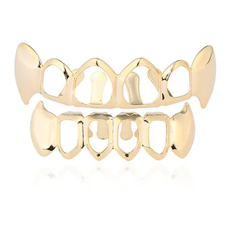 Hip Hop Grillz Vampire Fangs Copper Zirconia Teeth Grills Set For Men Women Halloween Masquerade Party Jewelry Accessory