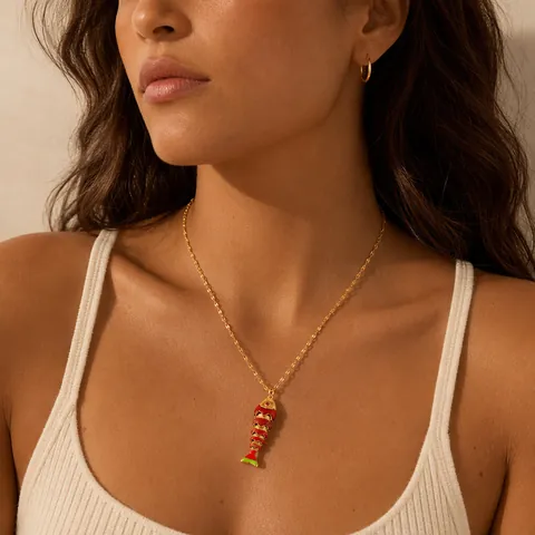 Luxury 18K Gold Plated Copper Enamel Koi Fish Pendant Necklace Colorful Fashion Animal Marine Jewelry For Women Daily Gift