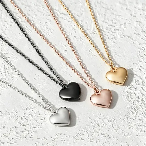 Collar con Colgante de Corazón de Acero Inoxidable Unisex Oro Plata Negro Oro Rosa Joyería Minimalista Cadena de Cruz Regalo