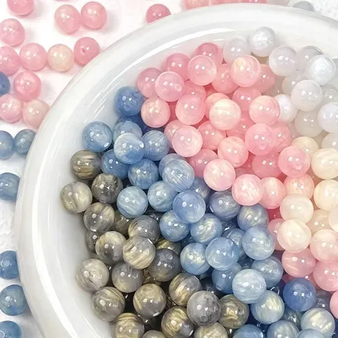 Resin Imitation Cat Eye Starry Sky Marble Pattern Round Loose Beads For DIY Jewelry Making Bracelet Necklace Accessories