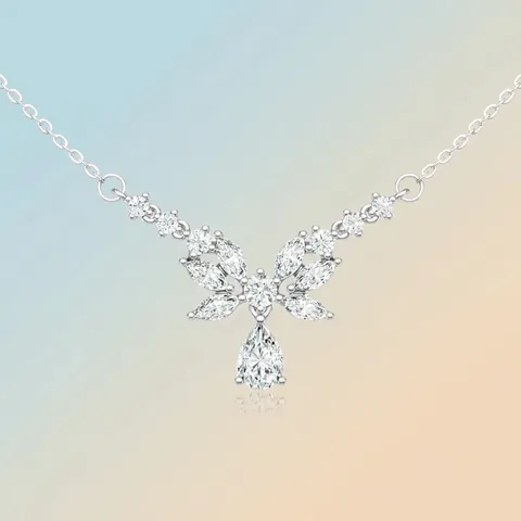 925 Sterling Silver Moissanite Leaf Pendant Necklace Elegant Pear Cut Marquise Cluster Clavicle Chain Jewelry For Women