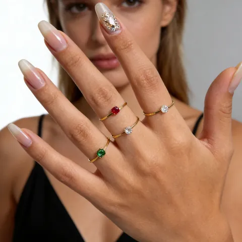 Minimalist Stainless Steel Heart Rhinestone Rings For Women Cold Style Gold Plated Thin Band Finger Ring Fashion Jewelry
