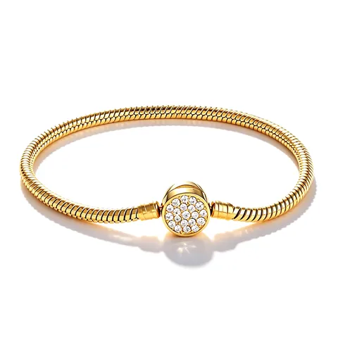 Stainless Steel Snake Chain Bracelet For Women DIY Large Hole Beads Heart Clasp Metal Chain Bracelet Fashion Jewelry Gift