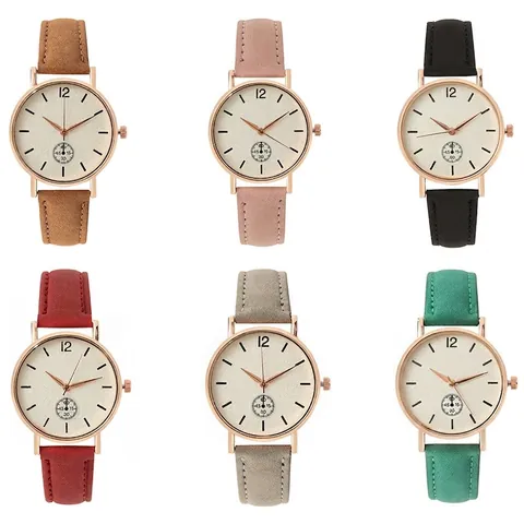 Minimalistisch Dames Mode Quartz Horloge Roségouden Kast PU Leren Band Ronde Wijzerplaat Elegante Dames Sieraden Polshorloge