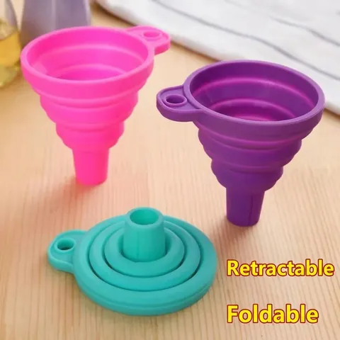 Collapsible Plastic Funnel For Kitchen Use Folding Funnel With Hanging Hole For Liquid Transfer Jar Filling Tools