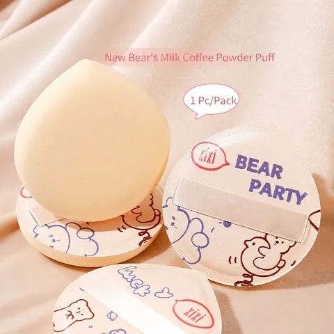 Soft Marshmallow Air Cushion Powder Puff Sponge Makeup Foundation Applicator With Cartoon Bear Pattern For Dry And Wet Use