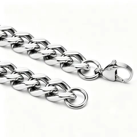 Collier à Maillons Cubains en Acier Inoxydable pour Hommes Femmes Hip Hop Streetwear Grosse Chaîne Poli Ton Argent Bijoux