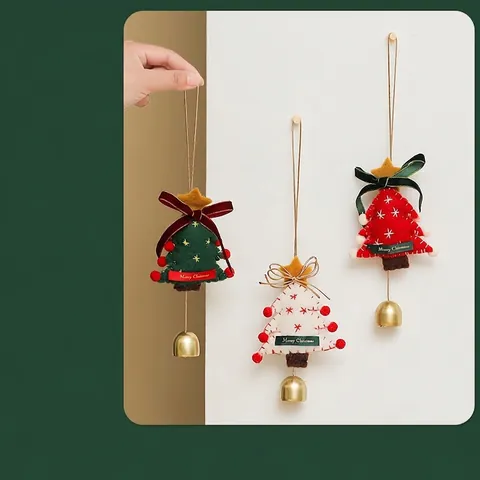 Ornamenti Di Natale Pendenti Appesi In Feltro Per Albero Di Natale Con Campanelli In Metallo Fiocchi Per Decorazione Casa Festa Regalo