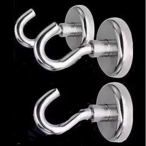 Sterke Magnetische Metalen Haken Zware Neodymium Magneethaken Voor Koelkast Grill Keuken Kantoor Zilveren Enkele Haak