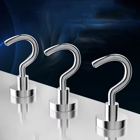 Sterke Magnetische Metalen Haken Zware Neodymium Magneethaken Voor Koelkast Grill Keuken Kantoor Zilveren Enkele Haak