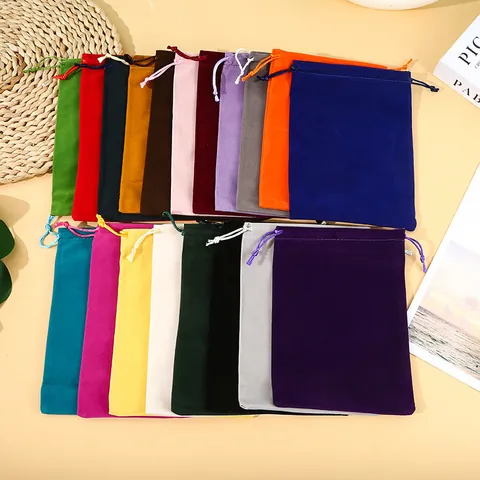 Soft Velvet Drawstring Bags For Jewelry Storage Gift Packaging Pouches Small Wedding Party Favor Bags Korean Style Multi Sizes