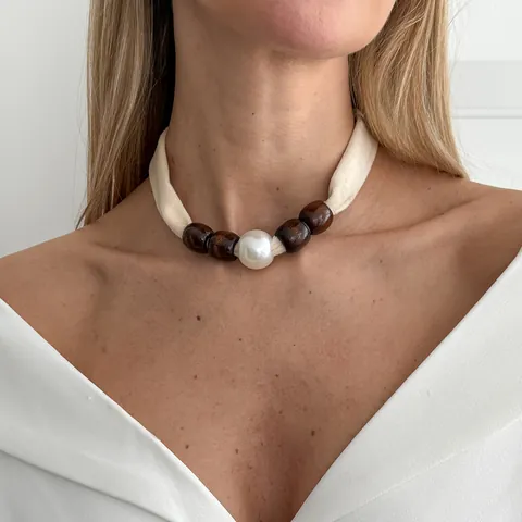 Leopard Scarf Beaded Necklace With Imitation Artificial Pearl Round Gold Beads Velvet Choker For Women Vintage Fashion Jewelry