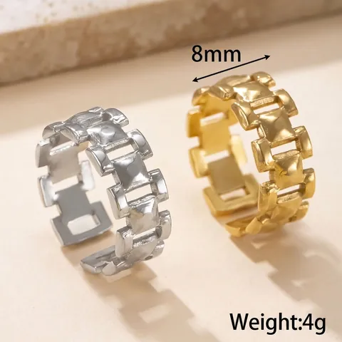 Anneaux De Couleur Unie En Acier Inoxydable 304 Plaqué Or 14k Pour Les Trajets Quotidiens