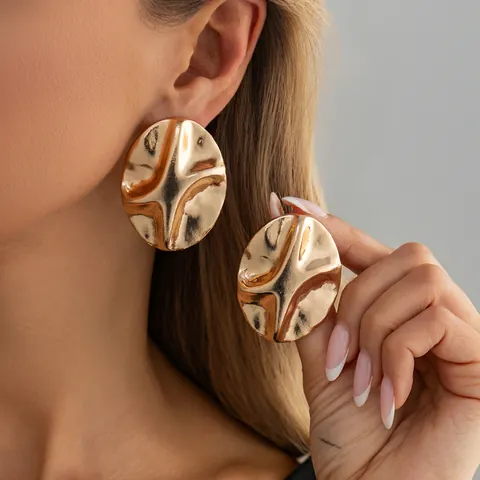 Exaggerated Bow Knot Stud Earrings Geometric Irregular Pleated Wave Metal Leaf Earrings For Women Fashion Statement Jewelry