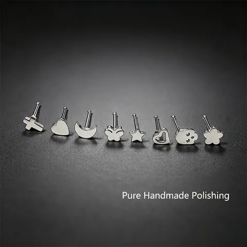 Minimalist Stainless Steel Nose Studs For Women Men Butterfly Moon Flower Scorpion Piercing Jewelry Silver Nose Rings