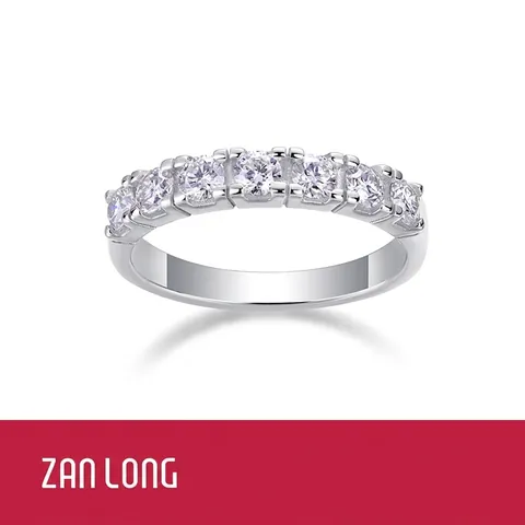 Exquisite S925 Sterling Silver Moissanite Row Ring Brilliant Cut Eternity Band Plated Gold Rose Gold Jewelry For Women