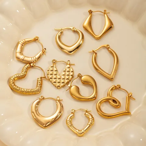 Vintage Titanstahl Gold Ohrringe Für Damen Leichter Luxus Edelstahl Stift Geometrische Blumen Schmetterling Creolen Stecker Schmuck