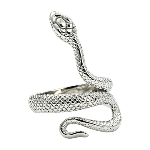 Vintage Punk Titanium Steel Snake Ring For Men Women Antique Gold Black Distressed Animal Spiral Wrap Finger Ring Jewelry