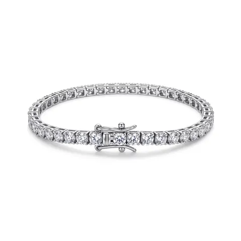 925 Sterling Zilver Moissaniet Tennis Armband Voor Dames Heren D Kleur Zirkonia Rond Ingelegde Ketting Luxe Mode Sieraden Armband