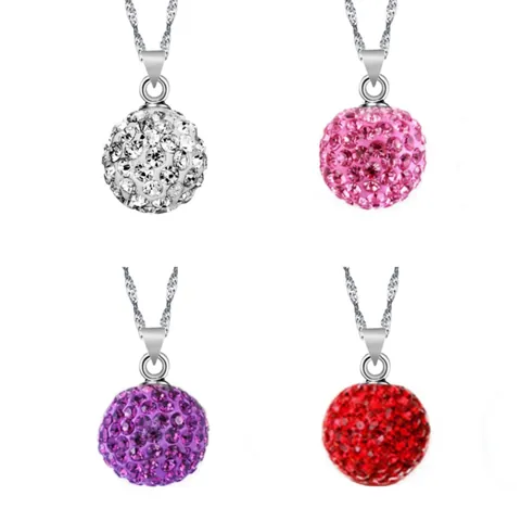Shamballa Ball Pendant Necklace For Women Retro Creative Crystal Rhinestone Pave Sphere Pendant Only Or With Water Wave Chain Jewelry