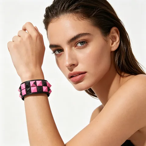 Punk Goth Pirámide Remache Cuero PU Pulsera Set Para Hombres Mujeres Rock Streetwear Hip Hop Aleación Tachuelas Ajustable