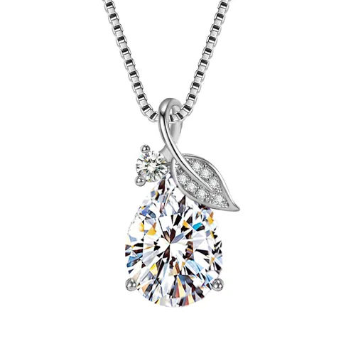 Einfache Wassertropfen Anhänger Halskette Damen Kupfernickel Blatt Strass Tränenanhänger Schlüsselbein Kette Schmuck Geschenk