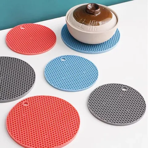 Modern Minimalist Silicone Heat Insulation Pad Honeycomb Texture Non Slip Round Place Mat Table Protector Pot Holder Kitchen