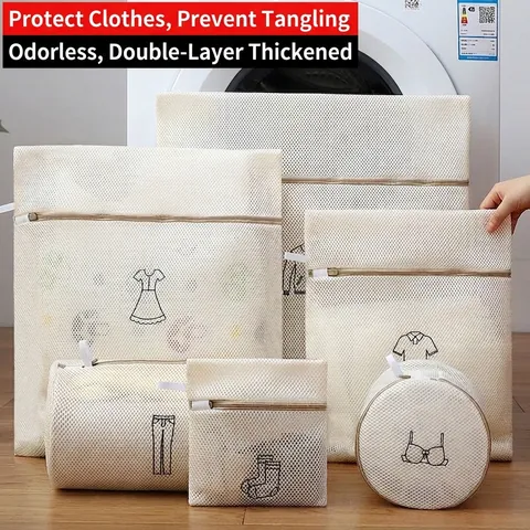 Polyester Mesh Laundry Bag For Washing Machine Fine Coarse Mesh Laundry Wash Bags Thickened Underwear Bra Clothing Protector Net Bag For Travel Home Storage