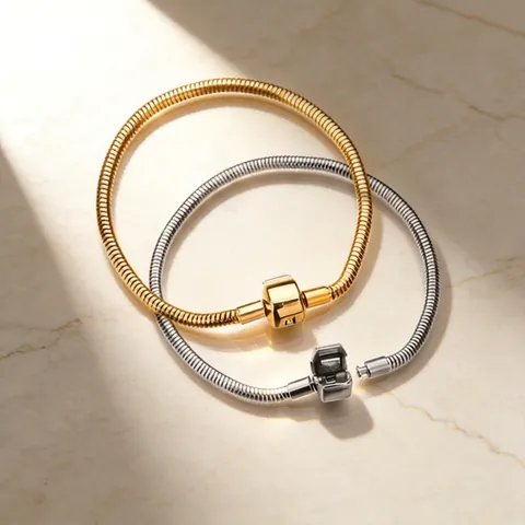 Pulsera Minimalista de Cadena de Hueso de Serpiente de Acero Inoxidable para Mujeres Hombres Pulsera DIY Con Cierre de Barril Oro Plata