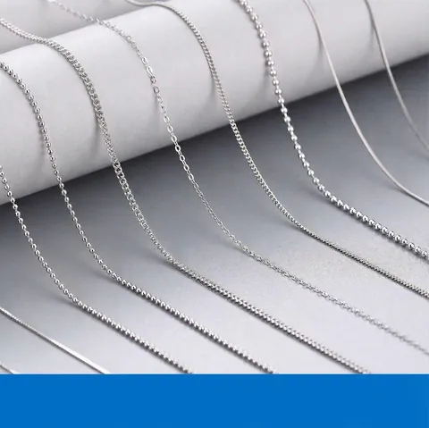 Collier Chaîne En Argent Sterling 925 Pour Femmes Hommes Plaqué Or Blanc Maille Minimaliste Gourmette Box Cuban Snake Bijoux DIY