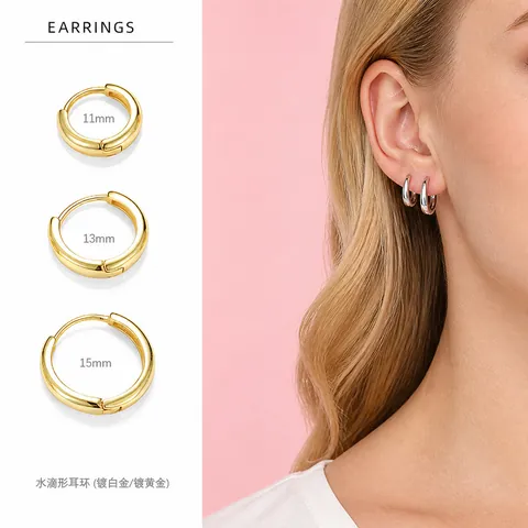 925 Sterling Silver Teardrop Hoop Earrings Minimalist Smooth Polished Geometric Jewelry For Women High Polish Fashion Earrings Elegant Daily Gift