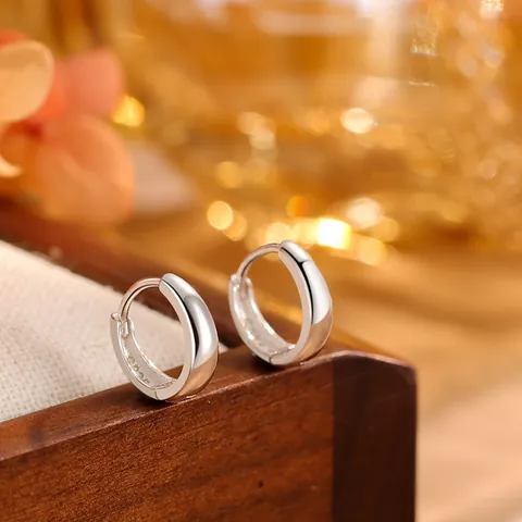 925 Sterling Silver Teardrop Hoop Earrings Minimalist Smooth Polished Geometric Jewelry For Women High Polish Fashion Earrings Elegant Daily Gift