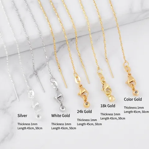 Bamboo Joint Adjustable Pin Chain Necklace 18K Gold Plated Copper For Small Hole Artificial Pearls Beads DIY Jewelry Making For Women
