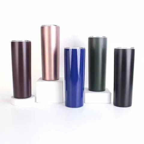 Stainless Steel Skinny Straight Tumbler Double Wall Vacuum Insulated Travel Mug Sublimation DIY Coffee Cup With Lid