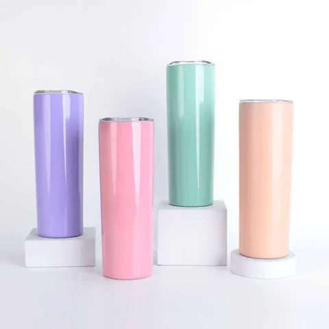 Stainless Steel Skinny Straight Tumbler Double Wall Vacuum Insulated Travel Mug Sublimation DIY Coffee Cup With Lid